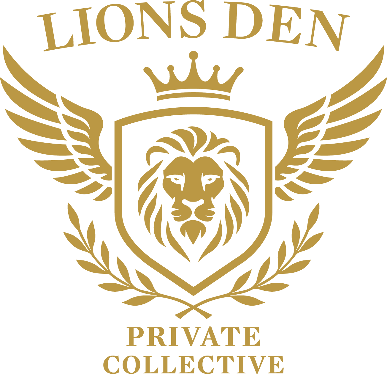 Lions Den_Full Crest_Gold_dark backgrounds_Final